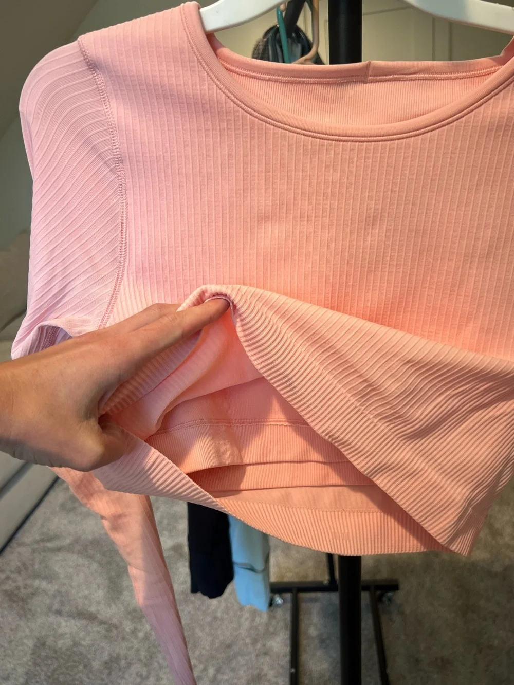 Lululemon Pink Ribbed Long-Sleeve Crop Top